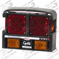 GROTE Trailer Lighting Kit: LED, Trailer Light, Red, Square, 4 1/2 in Overall Ht, Wire Harness, Stud (MPN 65330-5). Key specifications — Standards: FMVSS 108; Electrical Connection: Wire Harness; Brand: GROTE; Installation Type: Removable; Lens Color: Red; Mount Type: Stud; Lighting Technology: LED; Hardware Included: (6) Clips.