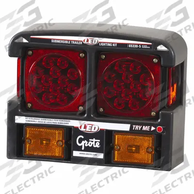 GROTE Trailer Lighting Kit: LED, Trailer Light, Red, Square, 4 1/2 in Overall Ht - Trailer Light Kits