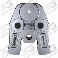 DEWALT Press Jaw: 1/4 in Pipe, NIBCO PressACR Refrigeration Press Fitting System, For NIBCO (MPN DCE214014). Key specifications — attr518773: Jaw; attr537224: 1/4 in; attr518762: NIBCO PressACR Refrigeration Press Fitting System; attr518771: Galvanized Steel; attr518761: NIBCO; attr518760: DEWALT.