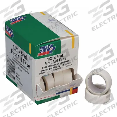 FIRST AID ONLY First Aid Tape: White, 5 yd Roll Lg, 1/2 in Tape Wd, Standalone - Cloth First Aid Tapes