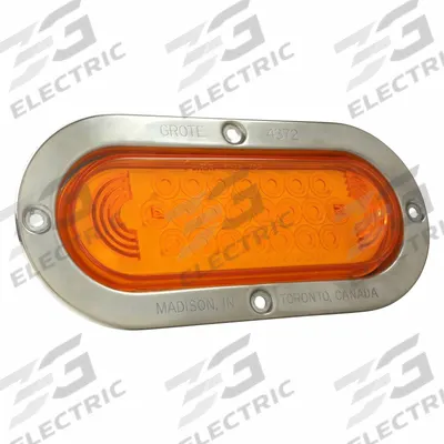 GROTE Stop/Turn/Tail Light: LED, Turn Signal Light, Amber, Oval, 3 5/8 in Overall Ht - Turn Signal Lights