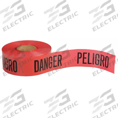 APPROVED VENDOR Barricade Tape: 1,000 ft Lg, 3 in Wd, Danger Peligro Danger Legend - Bilingual Messaging Barrier Tape