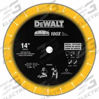 DEWALT Diamond Saw Blade: Ferrous Metals, 14 in Blade Dia., 1 in Arbor Size, Dry, For Chop Saw, Good (MPN DW8500). Key specifications — attr1097734: Dry; attr1097738: Chop Saw; attr1097751: DEWALT.