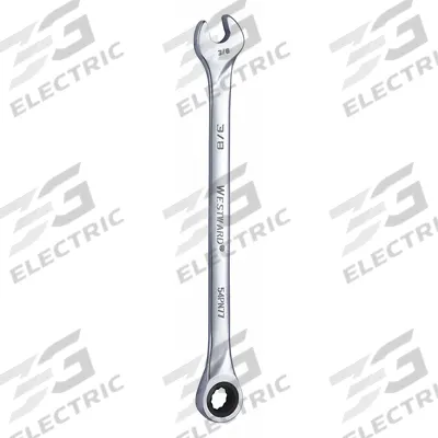 WESTWARD Combination Wrench: Alloy Steel, Chrome, 3/8 in Head Size, 7 in Overall Lg - SAE 12-Point Ratcheting Combination Wrenches