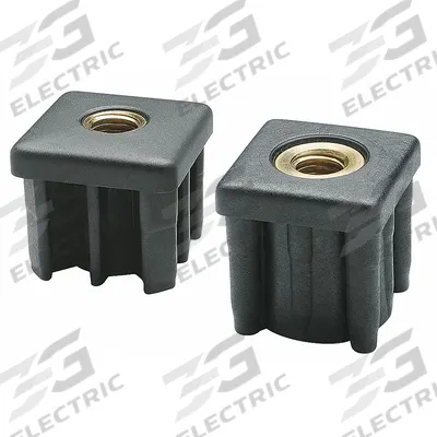 ELESA Tube End Leveling Mount: Square, Nylon, M12 Thread Size, 1,344 lb Capacity - Tube End Leveling Mounts without Feet