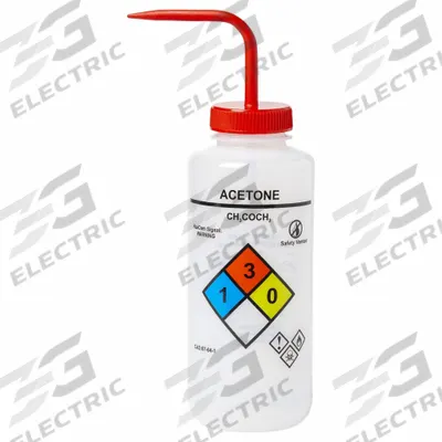 APPROVED VENDOR Wash Bottle: 1 L, Acetone, Red, Wide, Vented Spout Spout, Colorless - Wide Mouthed Standard Spout Wash Bottles