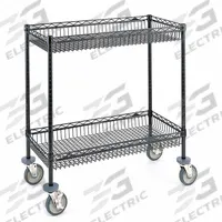 METRO Wire Shelf Utility Cart: 800 lb, 2 Shelf, 48 in L x 18 in W x 39 in H Dim, Black, Flat, Black (MPN 66171). Key specifications — Shelf Orientation: Flat; Caster/Wheel Configuration: (4) Swivel; Brand: METRO.