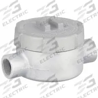 Conduit Outlet Body: Iron, GU, 3/4 in Trade Size, C Body, 19 cu in Body Capacity (MPN GUC75). Key specifications — Series: For Standard Body; Compatible Conduit Trade Size: 3/4 in; Thread Gender: Female; Hub Style: Threaded; Cover Included: Yes; Body Style: C; Connection Type: Threaded; Back Type: Round.