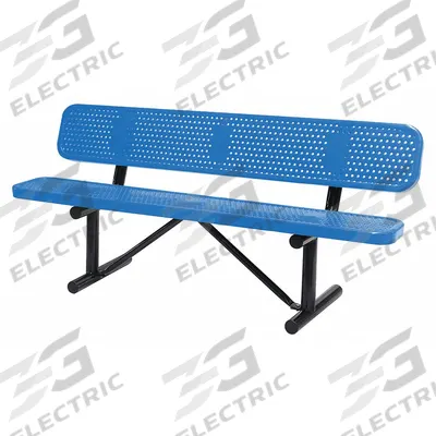 APPROVED VENDOR Outdoor Bench: 72 in Overall Lg, 32 1/2 in Overall Ht, Blue, Black - Thermoplastic Coated Steel Benches