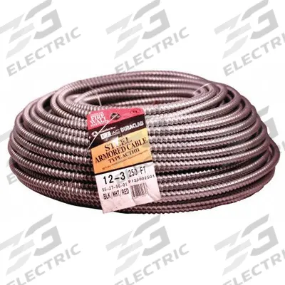 SOUTHWIRE Metal Clad Cable: 12 AWG, 3 Conductors, Copper, 250 ft, Galvanized Steel - Armored Cables with Bonded Aluminum Wires