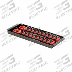 ERNST MANUFACTURING Socket Organizer: Red, 3 5/8 in Overall Wd, 18 Posts/Slots, Sockets (MPN 8552). Key specifications — attr1125333: (192) I.D. Stickers; attr1125346: ERNST MANUFACTURING; attr1125347: Red; attr1136588: Sockets; attr1125364: Socket Bit Tray.