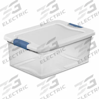 STERILITE Storage Tote: 3.8 gal, 16 1/4 in x 11 1/4 in x 6 3/4 in, Clear Body, White Lid - Clearview Totes with Latch-On Lids