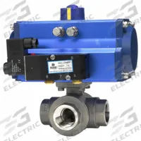 DYNAQUIP CONTROLS Pneumatically Actuated Three-Way Ball Valve: 1/2 in, Stainless Steel, L Flow (MPN PYSA3AJSR06412A). Key specifications — Brand: DYNAQUIP CONTROLS; Pilot Solenoid Voltage: Not Included.