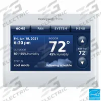HONEYWELL HOME Wireless Thermostat: Heat and Cool, Auto, C/R, 7 Day, Horizontal, Rectangle (MPN THX9421R5021WW/U). Key specifications — Application: Heat and Cool; Stages: 3H/2C Conventional, 4H/2C Heat Pump; Programming Capability: 7 Day; Shape: Rectangle; Terminal Designations: R; Temperature Control Range: 40° to 99°F; Changeover Type: Automatic; Brand: HONEYWELL HOME.