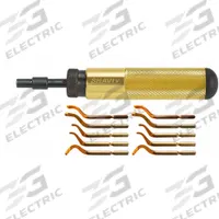 SHAVIV Deburring Tool Set: E100P/E110P/E111P/E200P/E300P Blade, Classic Aluminum Handle (MPN 155-00259). Key specifications — Brand: SHAVIV; Features: Telescopic Blade Holder; Blade Trade Number: E200P; Holder Trade Letter: E.