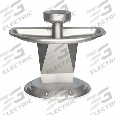 BRADLEY Wash Fountain: Silver, Stainless Steel, Semi-Circular, 54 in Overall Wd - Foot-Operated Push Button Wash Fountains