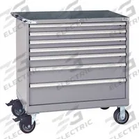LISTA Modular Drawer Cabinet: 40 1/4 in x 22 1/2 in x 41 5/8 in, 7 Drawers, 94 Compartments, Tubular (MPN HS07-0701A-MBKALG). Key specifications — Cabinet Color: Gray; Base Type: Casters; Drawer Inside Height: (1) 3.15 in; Drawer HxWxD: (1) 3 in x 36 in x 18 in; Work Surface Material: Rubber Mat; Drawer Handle Type: Tubular; Cabinet Material: Steel; Cabinet Style: Drawer.