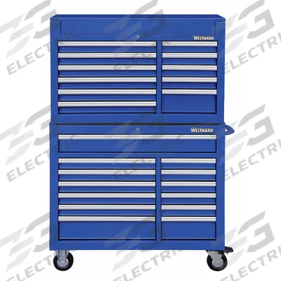 WESTWARD Tool Chest and Cabinet Combination: 24 Drawers, Heavy Duty, Keyed - Heavy-Duty Top Chest & Rolling Cabinet Combos