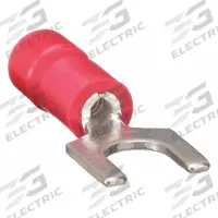 PANDUIT Fork Terminals: Red, Vinyl, #10 Stud Size, 22 AWG – 16 AWG Wire Range, Std Fork, 600 V (MPN PV18-10F-CY). Key specifications — Barrel Style: Funnel Entry; Manufacturer Part Number: PV18-10F-CY; Brand: PANDUIT; Series: CT.