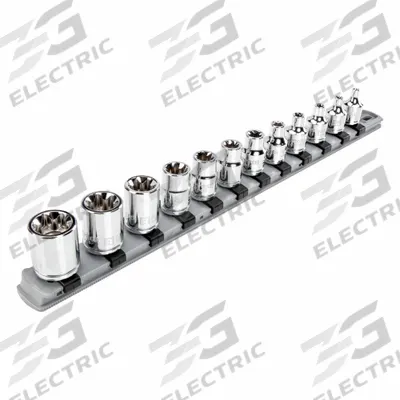 TEKTON Socket Set: 3/8 in Drive, 12 Piece, External Torx, Torx - External Torx & Torx Plus Socket Sets