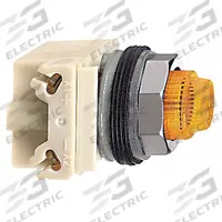 SCHNEIDER ELECTRIC Pilot Light: 30 mm Panel Mounting Size, Amber, LED, 9001K Series (MPN 9001KP38LYA31). Key specifications — Series: 9001K; Brand: SCHNEIDER; Includes Push-To-Test: No Push-To-Test Included.
