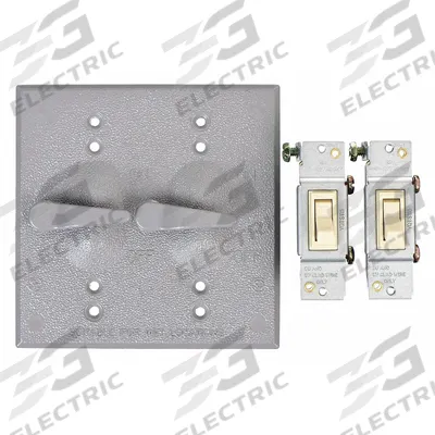 BELL Weatherproof Cover: Die-Cast Zinc, Toggle Switches, 2 Gangs, 4 1/2 in Overall Ht - Aluminum & Zinc Weatherproof Electrical Box Covers