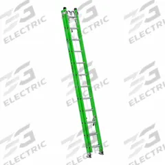 WERNER Extension Ladder: 24 ft Ladder Size, Fiberglass, 375 lb Load Capacity, 48 lb Wt, 2 Sections (MPN B7124-2X9294). Key specifications — Color: Green; Brand: WERNER; Included Features: Mar-Resistant End Caps; Removable Fly: Removable.
