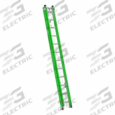 WERNER Extension Ladder: 24 ft Ladder Size, Fiberglass, 375 lb Load Capacity, 48 lb Wt - Non-Conductive Fiberglass Extension Ladders