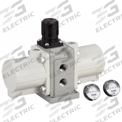 SMC Booster Regulator: 1/4 in, NPTF, 8.1 scfm, 290 psi Max Op Pressure - SMC Compressed Air Booster Regulators