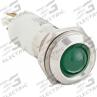 APPROVED VENDOR Raised Panel Light: 12 mm Panel Mounting Hole Dia, LED, Green, Raised Head, M12 (MPN 24M114). Key specifications — Brand: APPROVED VENDOR; Electrical Connection: 0.11 Male Quick Disconnect.