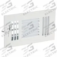 Sidewall/Ceiling Register: Ceiling/Wall, 5 3/4 in H, 9 3/4 in W, Louvered, Powder Coated, White (MPN 4JRP8). Key specifications — Adjustable Blades: No; Brand: APPROVED VENDOR; Airflow Directions: Three-Way; Grille Color: White.