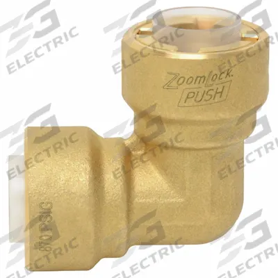 PARKER Push-Fit Elbow Fitting: 5/8 in OD x 5/8 in OD Size, Push-to-Connect x Push-to-Connect - Removable Brass Push-to-Connect Tube Fittings