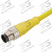 Cordset: M12 Male Straight X Bare Wire, 4 Pins, Yellow, PVC, 2 m Cable Lg, 4 A Max Current (A) (MPN 804006A09M020). Key specifications — Cable Jacket Color: Yellow; End 1 Gender: Male; End 1 Mounting Orientation: Straight; End 2 Connection Type: Bare Wire; IP Rating: IP65; Brand: BRAD HARRISON; NEMA Rating: 6P; Wire Size: 24 AWG.