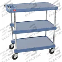 Laboratory Utility Cart: 31 1/2 in Overall Lg, 18 3/8 in Overall Wd, 35 1/2 in Overall Ht, Polymer (MPN GRMY1627-34BU). Key specifications — Brand: INSTOCK; Product Type: Lab Cart; Includes: (3) Shelves; Cart Material: Polymer.