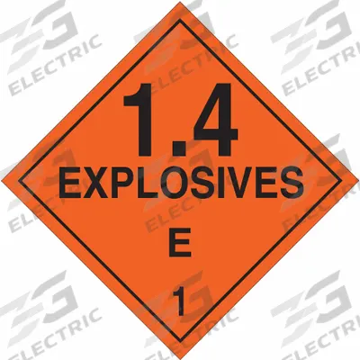BRADY Container Placard: 1.4 Explosives E 1, 10 3/4 in x 10 3/4 in, 10 3/4 in Label Ht - Class 1: Explosives
