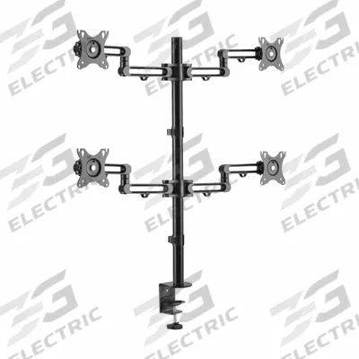 EATON TRIPP LITE Display Mount: Black, Steel, Clamp Mount - Quad Computer Monitor Arms
