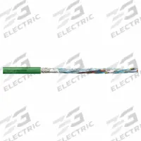 CHAINFLEX Measuring System Cable: (4) Pr 24 AWG, 2C 20AWG, Green, PVC Jacket, 50 V Volt (MPN CF884-009). Key specifications — Conductor Grouping: (4) Pair 24 AWG/(2) 20 AWG; Includes Ground: No; Overall Length: Order by the Foot; Minimum Bend Radius Factor - Fixed: 8 x OD; Minimum Bend Radius Factor - Flexible: 12 x OD; Brand: CHAINFLEX.