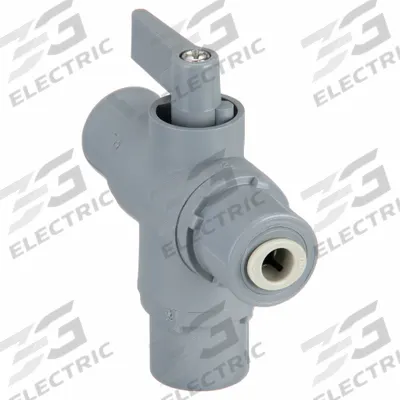 APPROVED VENDOR Manual Three-Way Ball Valve: 1/4 in, PVC, L Flow, Push x Push x Push - NSF 51 Compliant L-Port PVC Ball Valves
