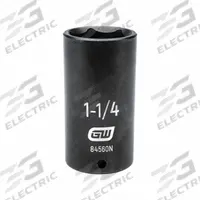 GEARWRENCH General Purpose Impact Sockets: 1/2 in Drive Size, SAE, 1 1/4 in Socket Size, 6-Point (MPN 84560N). Key specifications — attr1215501: GEARWRENCH; attr1215515: Black Oxide; attr1215518: 1-1/4 in.