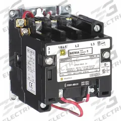 SQUARE D NEMA Magnetic Contactor: Non-Reversing, 3 Poles, NEMA Size 1, 27 A, 240V AC (MPN 8502SCO2V03). Key specifications — Brand: SQUARE D.