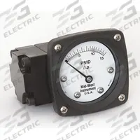 MIDWEST INSTRUMENT Differential Pressure Gauge: Back, 1/4 in NPT Female, ±3-2-3% Gauge Accuracy, 142 (MPN 142-AA-00-OO-15P). Key specifications — Sensor Type: Diaphragm; Series: 142; Housing Material: Aluminum; Certificate of Calibration: Not Included; Gauge Accuracy: ±3-2-3%.