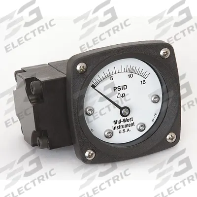 MIDWEST INSTRUMENT Differential Pressure Gauge: Back, 1/4 in NPT Female, ±3-2-3% Gauge Accuracy - Medium & High Operating Pressure Differential Gauges