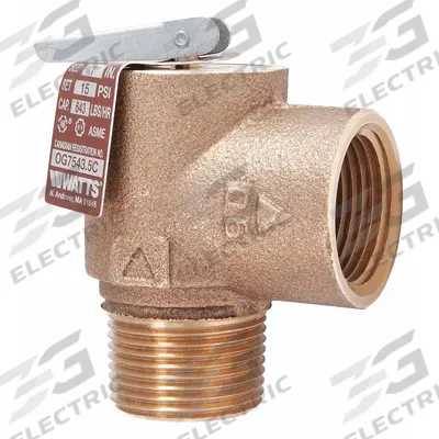 Watts Steam Safety Relief Valve: MNPT x FNPT, 1 in x 1 in, Bronze - ASME Section IV Steam Pressure Relief Valves