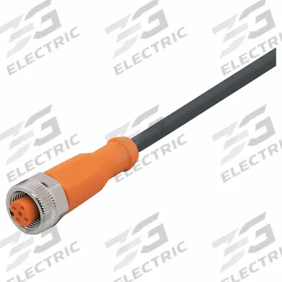 IFM Single-Ended Cordset: M12 Female Straight X Bare Wire, 5 Pins, Black, PUR - Single-Ended Cordsets with PUR Jacket for Twisting Applications