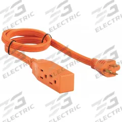 APPROVED VENDOR Extension Cord: Indoor Use, 3 ft Lg, 3 Outlets, 5-15P, 14/3, SPT-3, Orange, Block (MPN 1FD74). Key specifications — Brand: APPROVED VENDOR; Temperature Rating: 32° to 167°F; NEMA Plug Configuration: 5-15P.