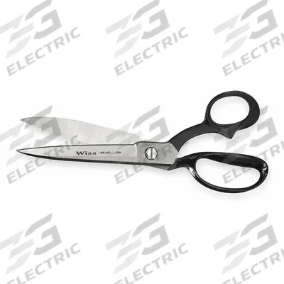 CRESCENT WISS Carpet Shears: Right-Hand, 10 in Overall Lg, Straight, Steel, Pointed - All-Metal Offset Scissors