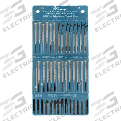 MOODY TOOL Precision Screwdriver Set: 21 or More Pieces, 55 Pieces, Hex/Phillips/Slotted Tip - Precision Screwdriver Sets