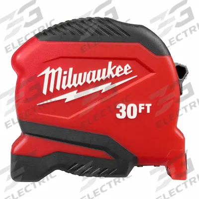 MILWAUKEE Compact Tape Measure: Nonmagnetic Single Hook Tip, 30 ft, Plastic - Standard (Inch) Tape Measures
