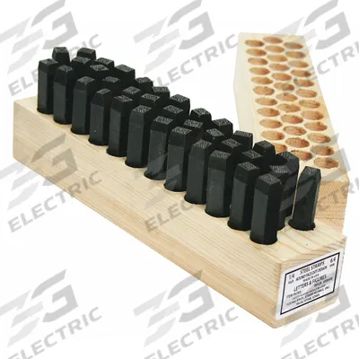 YOUNG BROS. STAMP WORKS Hand Stamp Kit: 0 to 8 (With 6 Serving as 9)/Ampersand (&)/A to Z - Round-Dot-Face Combination Stamps