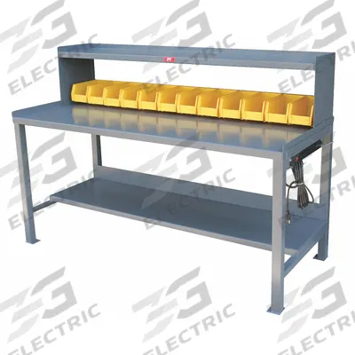 JAMCO Workbench with Riser: Fixed Ht, Steel, 72 in x 36 in, 3,000 lb Overall Load Capacity - Workbenches with Risers & Lower Shelves